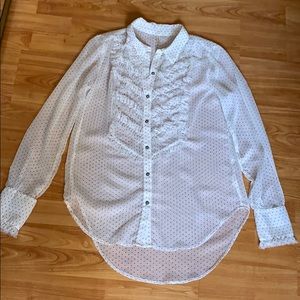 button down shirt shirt. White with polka dots S/P